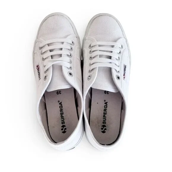 Superga Cotu Classic White Sneakers Women’s Size 8 Low Top Canvas Lace Up Shoes - Picture 5 of 11